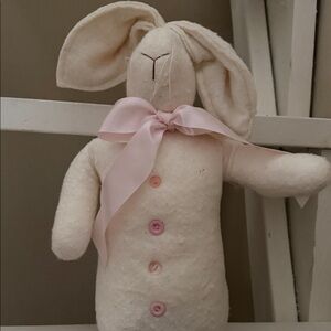 Plush Bunny Toy with Pink Accents